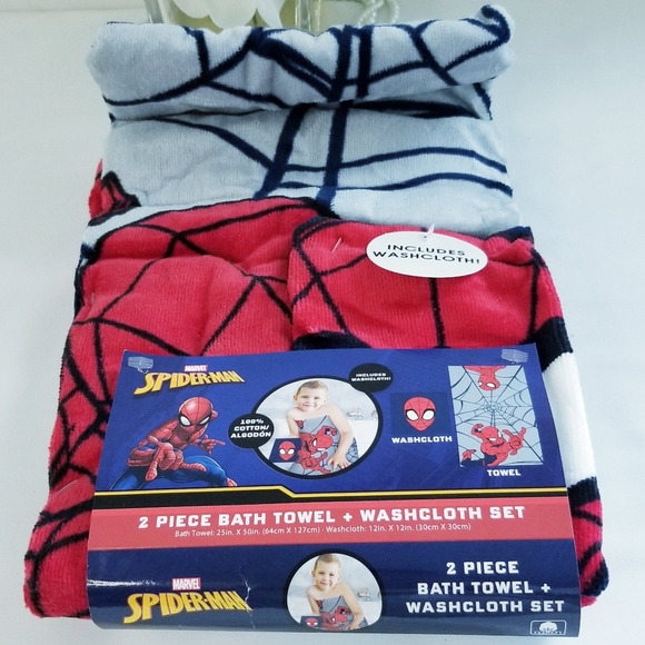 NEW Marvel Spiderman 2-Piece Bath Towel & Washcloth Set - Picture 3 of 7